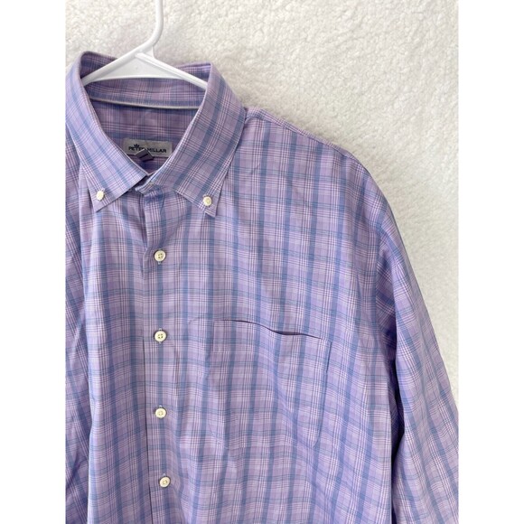 Peter Millar Button Front Shirt Men’s Size L Purple Check Long Sleeve Classic - Picture 3 of 7